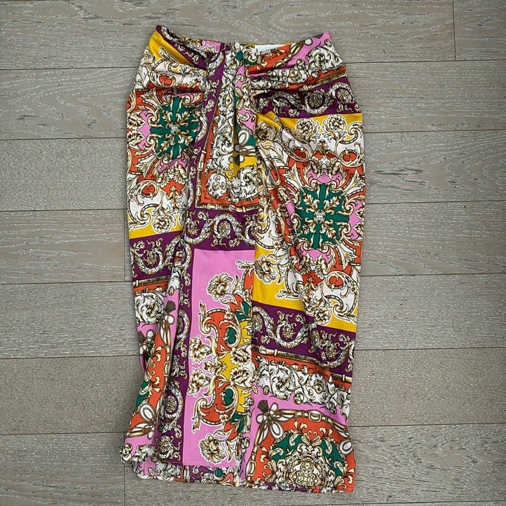 Mango scarf print midi skirt
